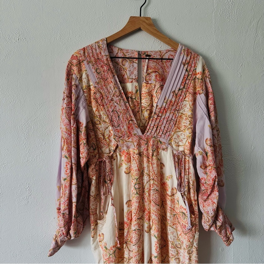 Free People Blooming Fields Boho Paisley Wide Leg Jumpsuit Size S - Picture 3 of 8